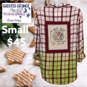 Goddess Grunge Christmas plaid shirt